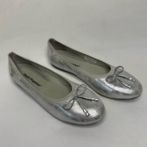 Hush Puppies Jose Ballet Flat Bow Detail Metallic Silver Women’s Size 5